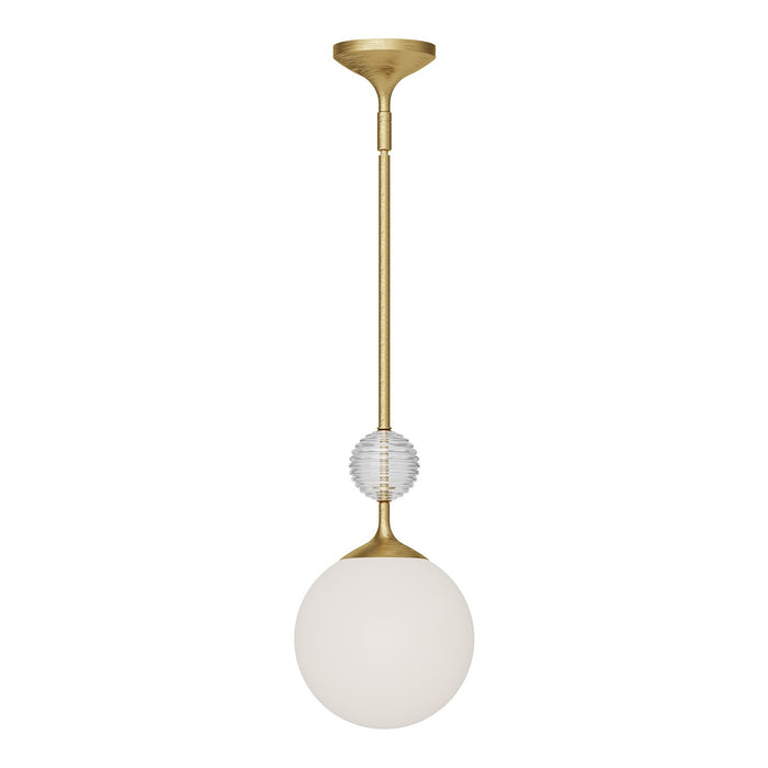 Alora One Light Pendant from the Celia collection in Brushed Gold/Opal Glass|Matte Black/Opal Glass finish