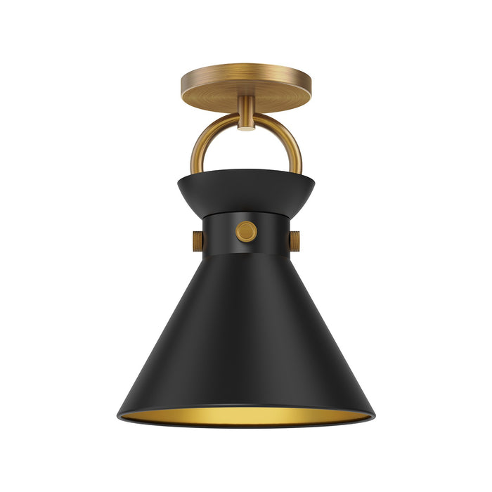 Alora One Light Semi-Flush Mount from the Emerson collection in Aged Gold|Aged Gold/Matte Black|Matte Black/Aged Gold finish