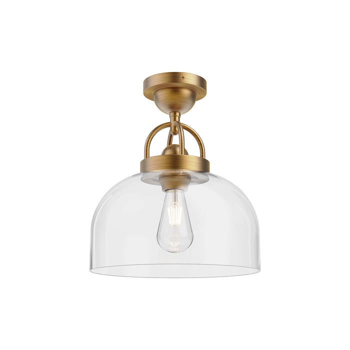 Alora One Light Semi-Flush Mount from the Lancaster collection in Aged Gold|Chrome|Matte Black finish