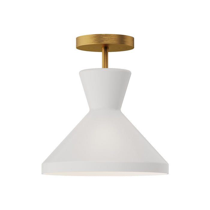 Alora One Light Semi-Flush Mount from the Betty collection in Aged Gold/Opal Glass|Matte Black/Opal Glass finish
