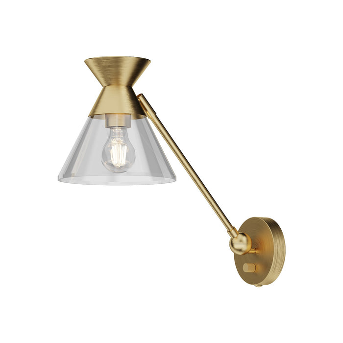 Alora One Light Wall Sconce from the Mauer collection in Brushed Gold/Clear Glass|Matte Black/Smoked finish