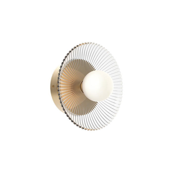 Alora LED Wall Sconce from the Hera collection in Brushed Gold/Clear Ribbed Glass|Matte Black/Clear Ribbed Glass finish