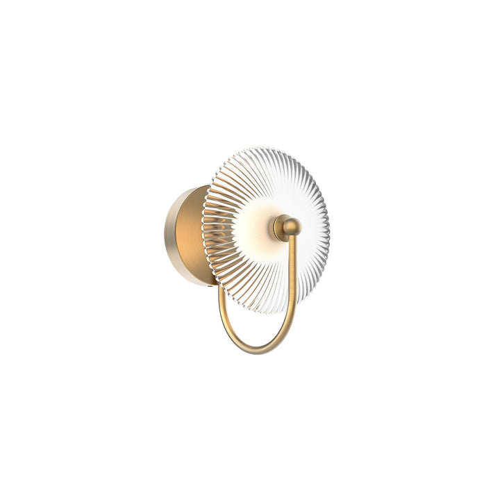 Alora LED Wall Sconce from the Hera collection in Brushed Gold/Clear Ribbed Glass|Matte Black/Clear Ribbed Glass finish