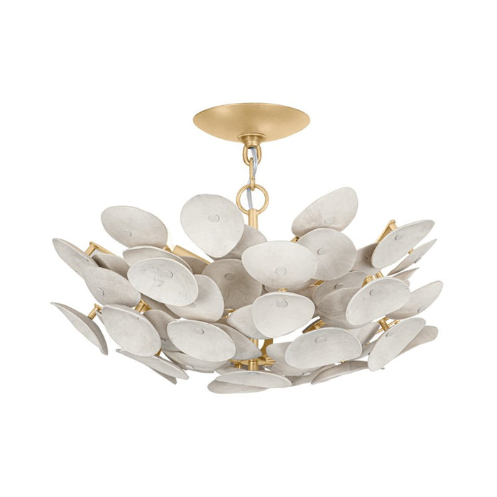 Corbett Lighting Three Light Semi Flush Mount from the Aimi collection in Vintage Gold Leaf finish