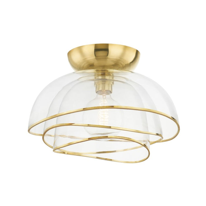 Corbett Lighting One Light Flush Mount from the Esme collection in Vintage Polished Brass finish