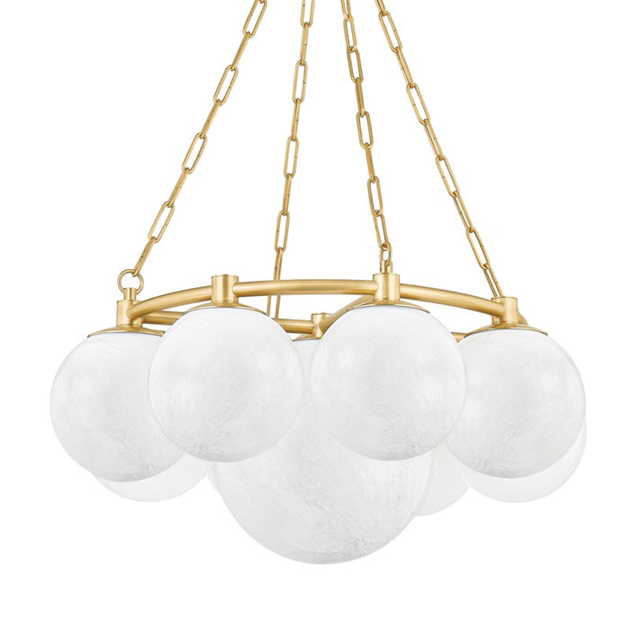 Hudson Valley Nine Light Chandelier from the Thornwood collection in Aged Brass finish