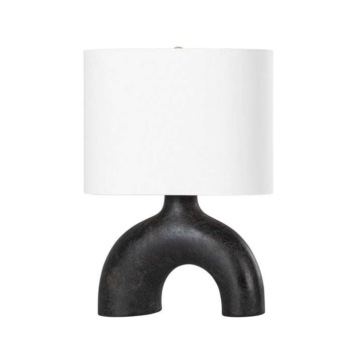 Hudson Valley One Light Table Lamp from the Valhalla collection in Aged Brass/Earth Charcoal Ceramic finish