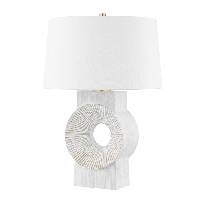 Hudson Valley One Light Table Lamp from the Milner collection in Aged Brass/Whitewash Ceramic finish