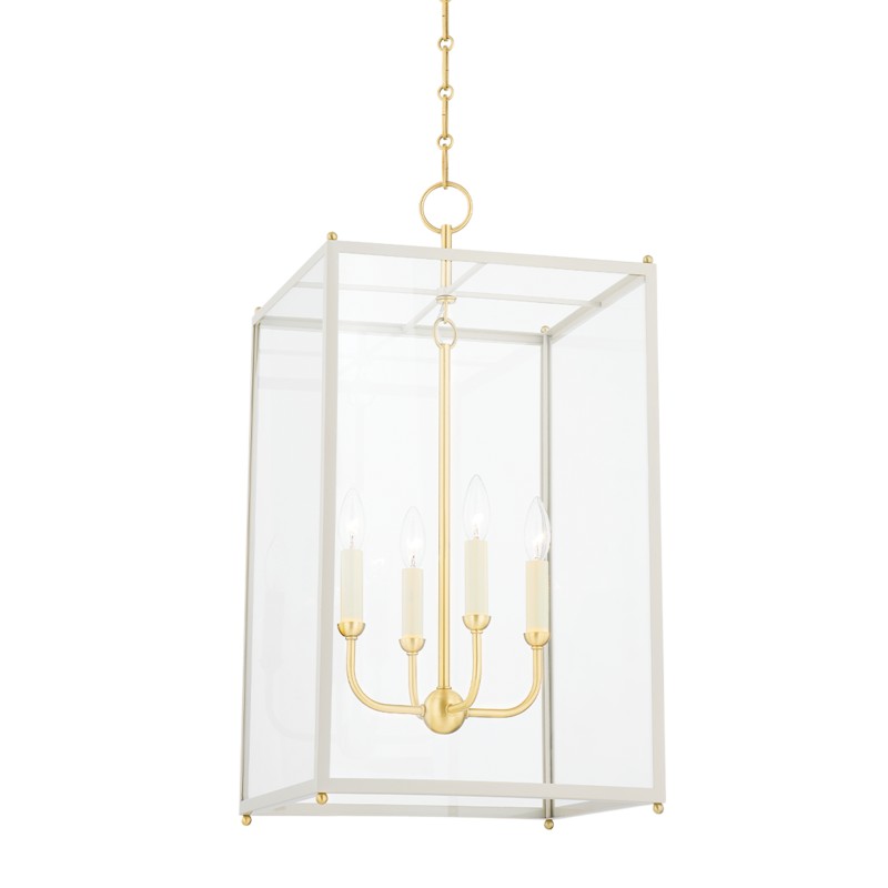 Hudson Valley - MDS1201-AGB/OW - Four Light Lantern - Chaselton - Aged Brass/Off White