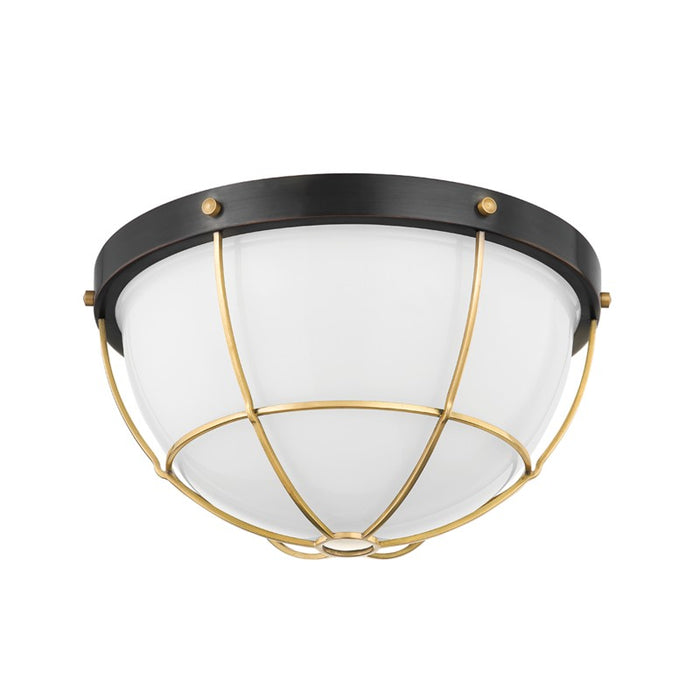 Hudson Valley Two Light Flush Mount from the Holkham collection in Aged Brass finish