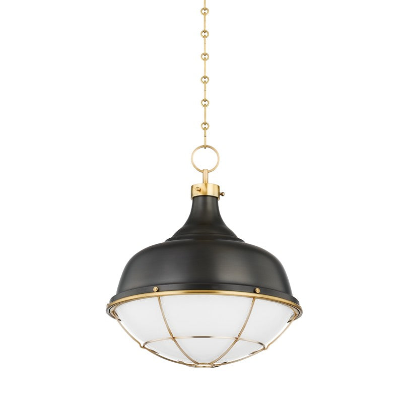 Hudson Valley One Light Pendant from the Holkham collection in Aged Brass finish