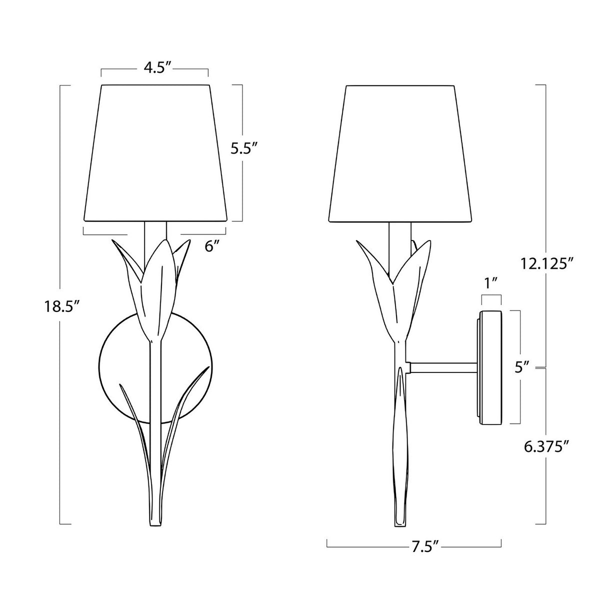 Regina Andrew - 15-1218GLD - One Light Wall Sconce - River Reed - Antique Gold Leaf