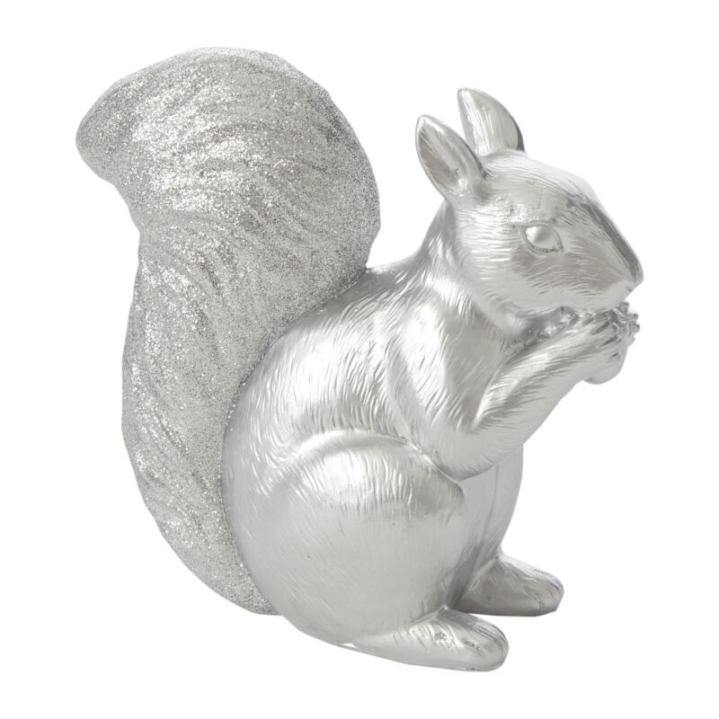 Design Shop Silver Squirrel Figurine, 6" X 6", Set of 3.