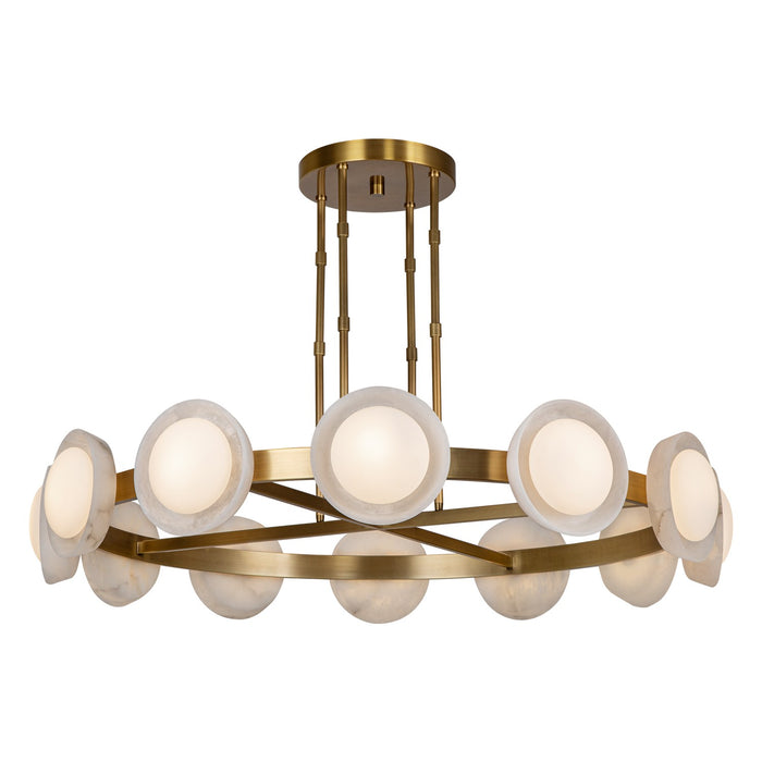 Alora LED Chandelier from the Alonso collection in Vintage Brass/Alabaster finish