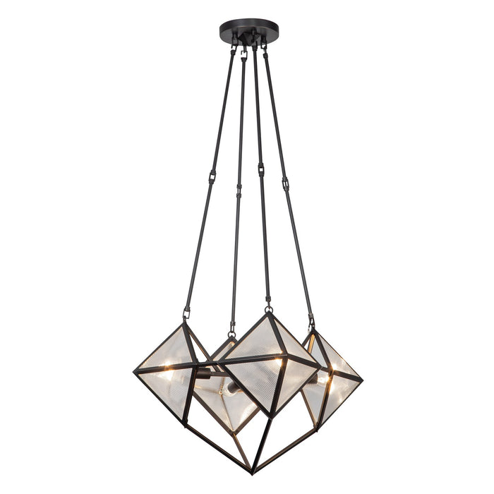 Alora Four Light Chandelier from the Cairo collection in Urban Bronze/Clear Ribbed Glass finish