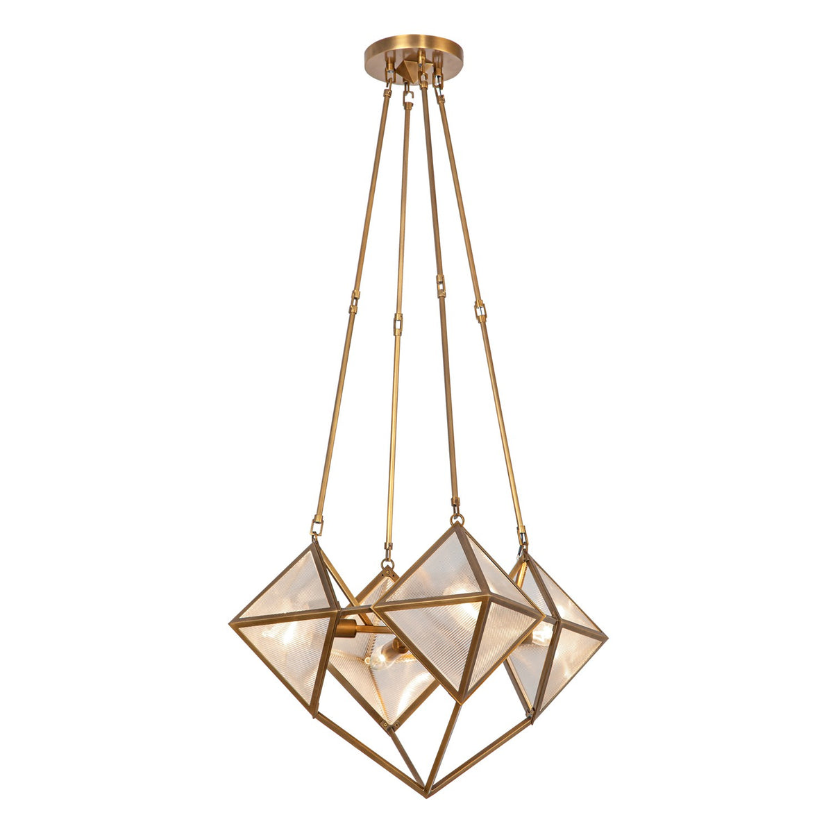 Alora Four Light Chandelier from the Cairo collection in Vintage Brass/Clear Ribbed Glass finish