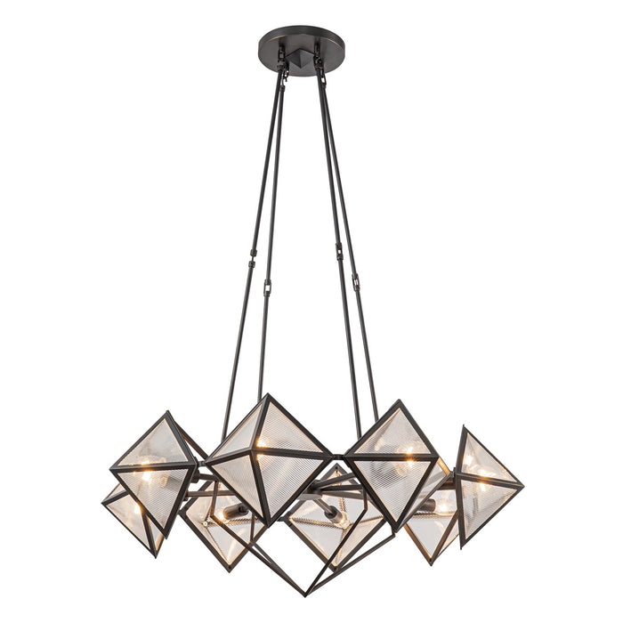 Alora Eight Light Chandelier from the Cairo collection in Urban Bronze/Clear Ribbed Glass finish