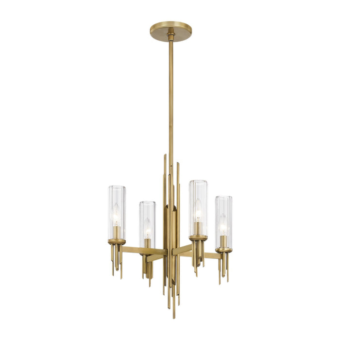 Alora Four Light Chandelier from the Torres collection in Vintage Brass finish