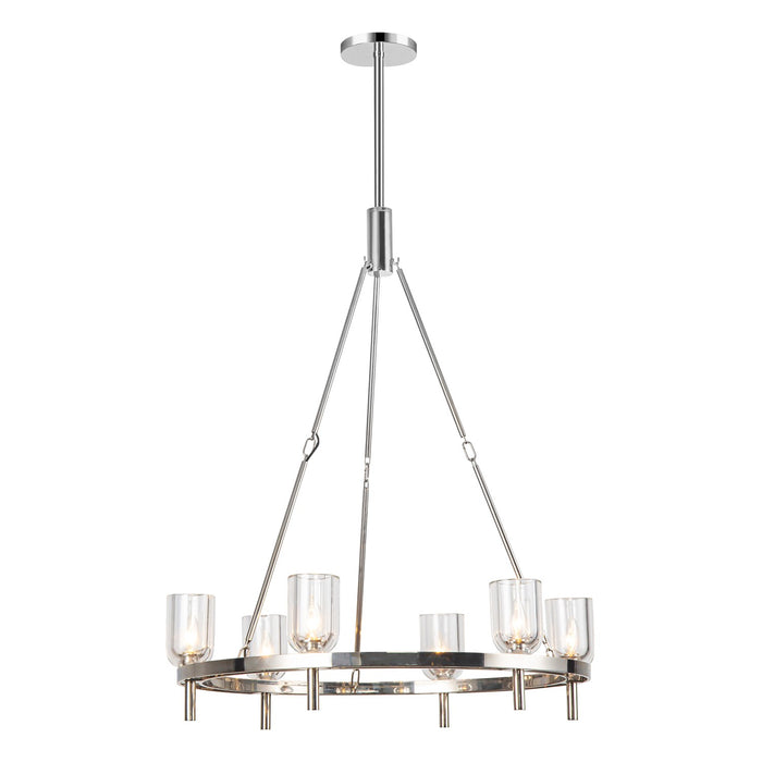 Alora Six Light Chandelier from the Lucian collection in Polished Nickel/Clear Crystal finish