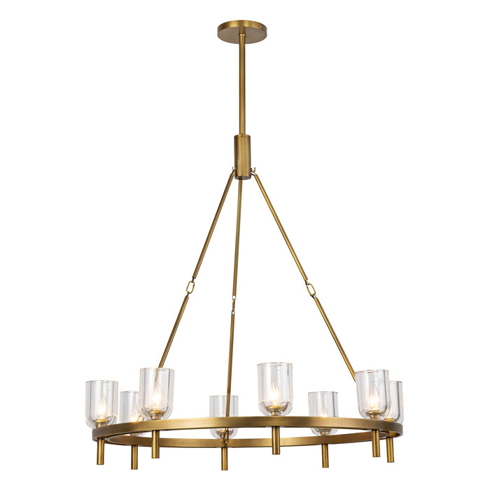 Alora Eight Light Chandelier from the Lucian collection in Vintage Brass/Clear Crystal finish