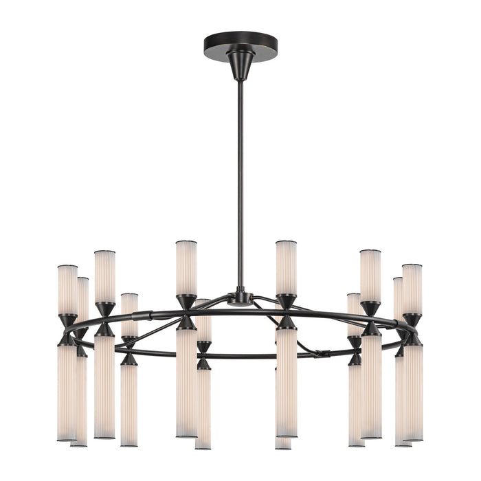 Alora LED Chandelier from the Edwin collection in Urban Bronze/Frosted Ribbed Glass finish