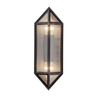 Alora Two Light Outdoor Wall Lantern from the Cairo collection in Textured Black/Clear Ribbed Glass finish