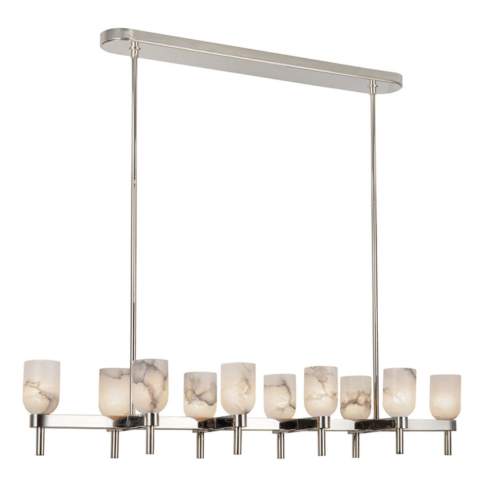 Alora Ten Light Linear Pendant from the Lucian collection in Polished Nickel/Alabaster finish