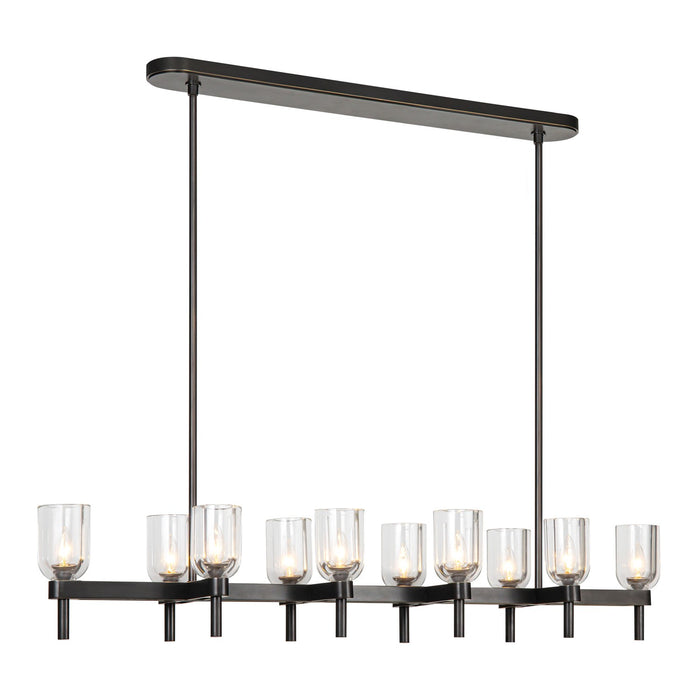 Alora Ten Light Linear Pendant from the Lucian collection in Urban Bronze/Clear Crystal finish