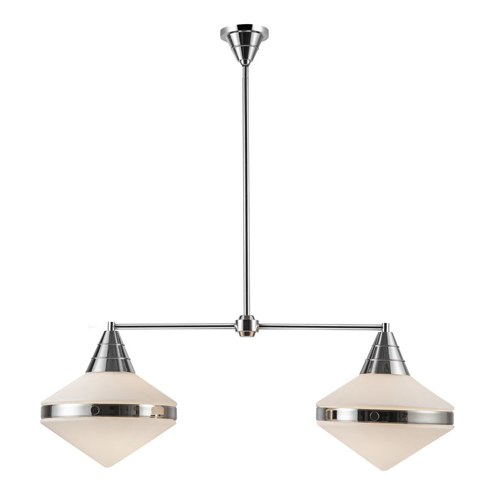 Alora Two Light Linear Pendant from the Willard collection in Polished Nickel/Matte Opal Glass finish