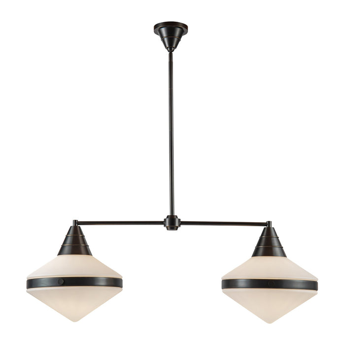 Alora Two Light Linear Pendant from the Willard collection in Urban Bronze/Matte Opal Glass finish