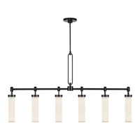 Alora Six Light Linear Pendant from the Wynwood collection in Urban Bronze/Glossy Opal Glass finish