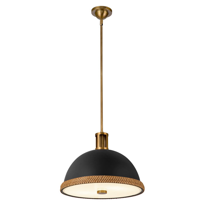 Alora Two Light Pendant from the Doral collection in Matte Black/Vintage Brass finish