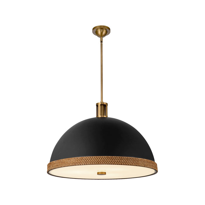 Alora Three Light Pendant from the Doral collection in Matte Black/Vintage Brass finish