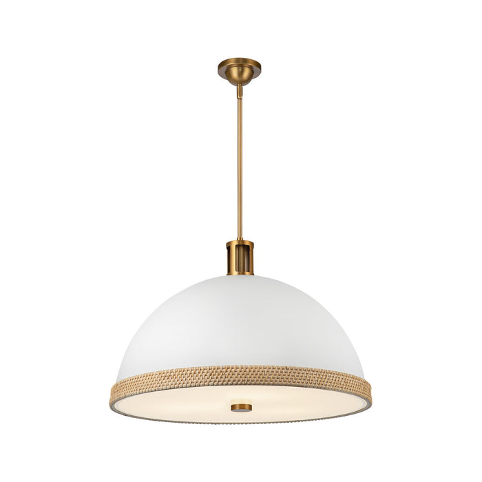 Alora Three Light Pendant from the Doral collection in Matte White/Vintage Brass finish