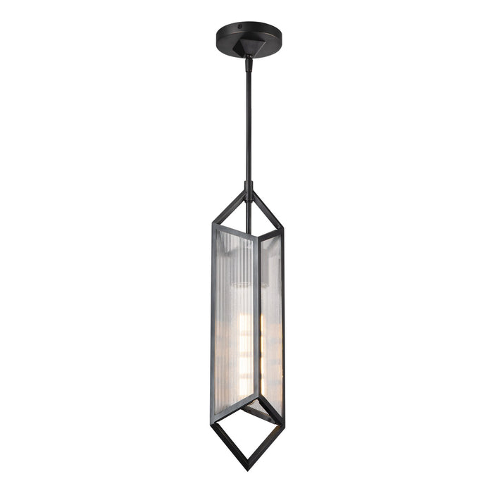 Alora One Light Pendant from the Cairo collection in Urban Bronze/Clear Ribbed Glass finish