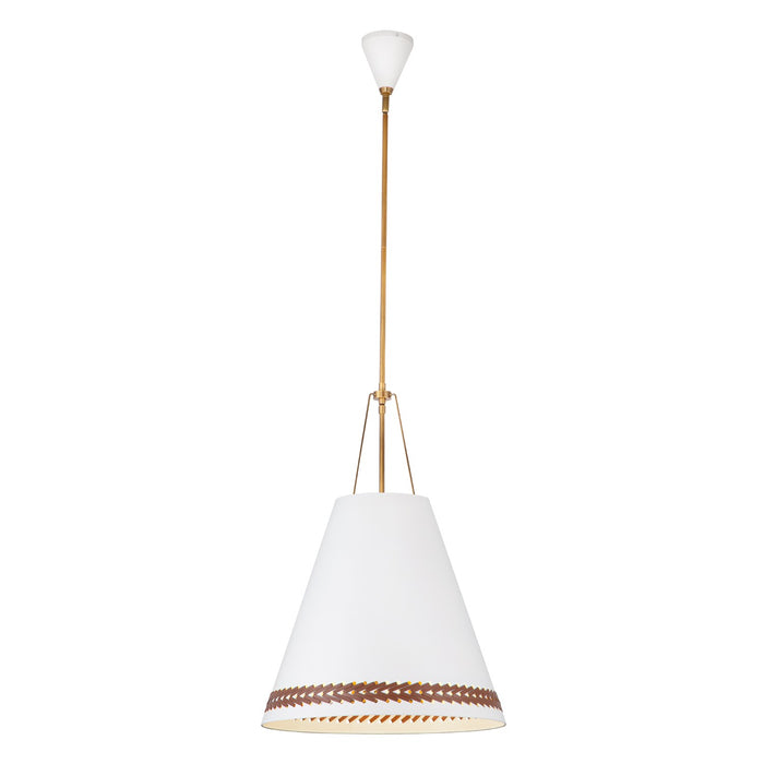 Alora Three Light Pendant from the Brickell collection in Matte White/Hazelnut Leather finish