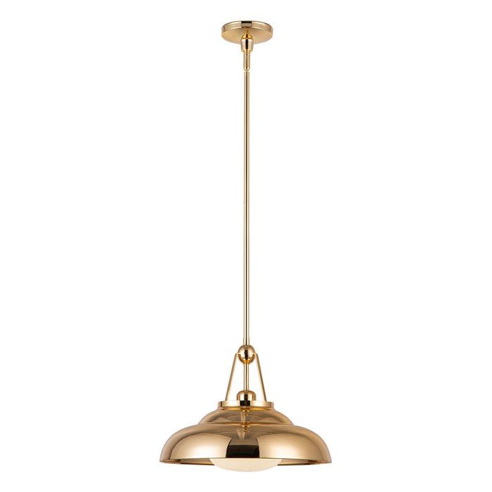 Alora One Light Pendant from the Palmetto collection in Polished Brass/Glossy Opal Glass finish