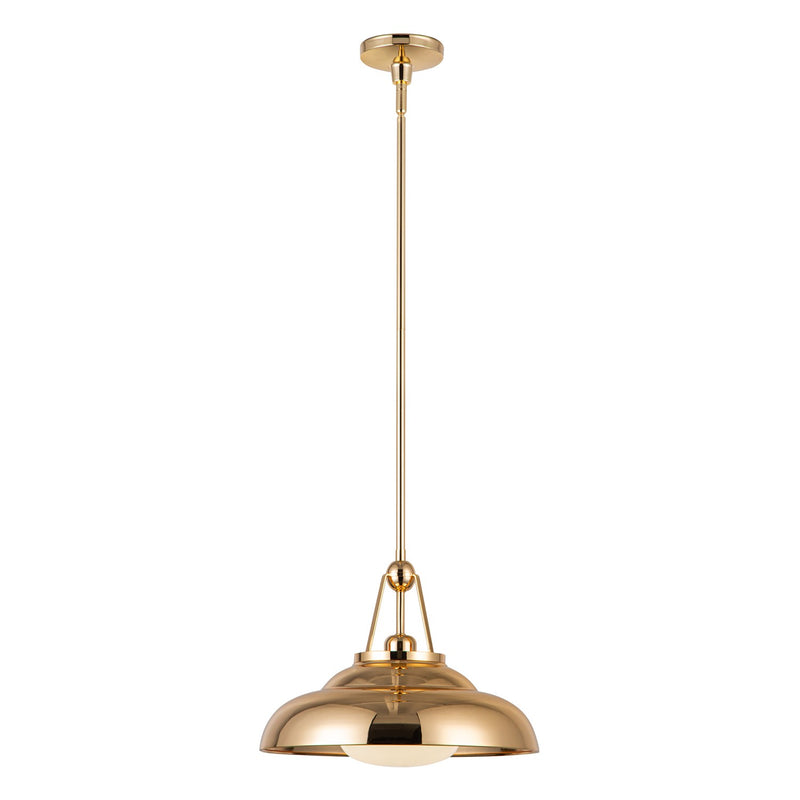 Alora One Light Pendant from the Palmetto collection in Polished Brass/Glossy Opal Glass finish