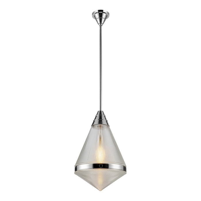 Alora One Light Pendant from the Willard collection in Polished Nickel/Clear Prismatic Glass finish
