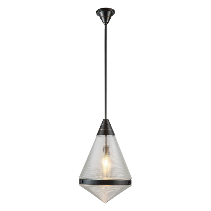 Alora One Light Pendant from the Willard collection in Urban Bronze/Clear Prismatic Glass finish