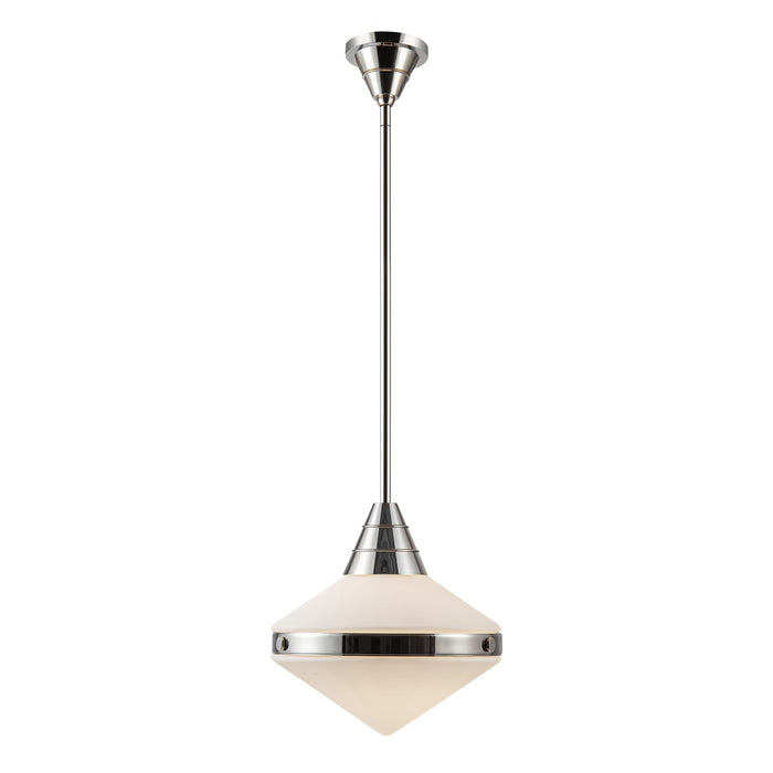 Alora One Light Pendant from the Willard collection in Polished Nickel/Matte Opal Glass finish