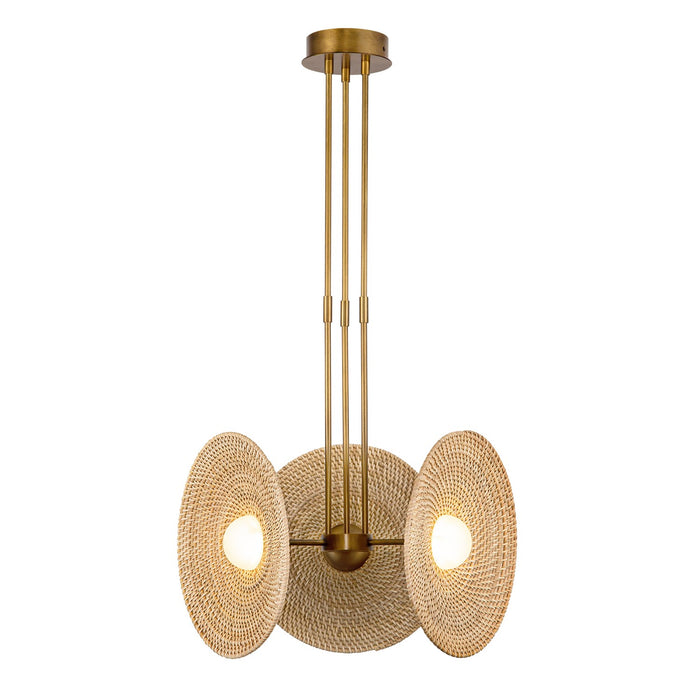 Alora LED Pendant from the Harbour collection in Vintage Brass/Woven Rattan finish