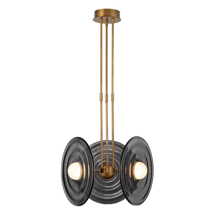 Alora LED Pendant from the Harbour collection in Vintage Brass/Smoked Glass finish