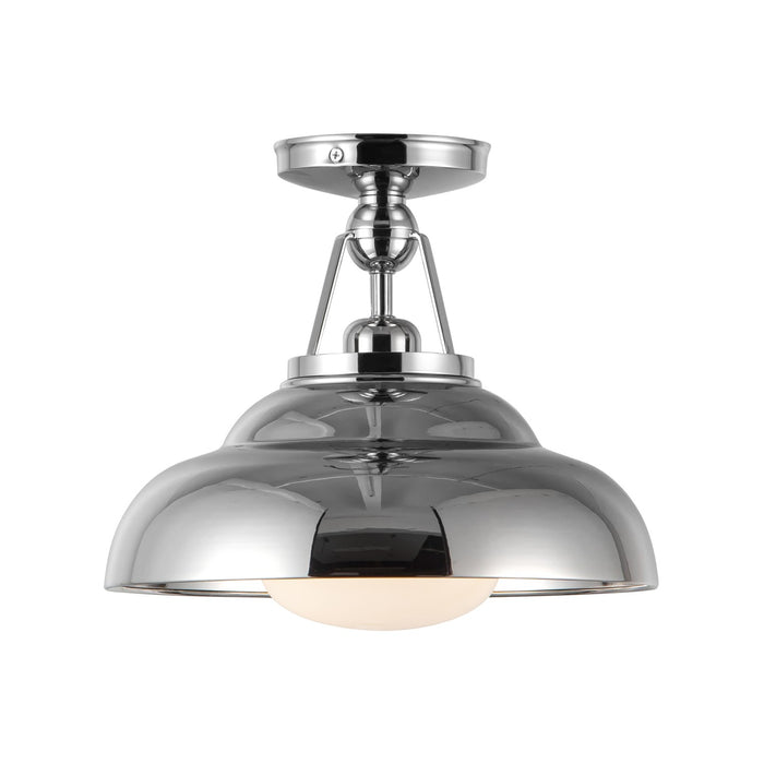 Alora One Light Semi-Flush Mount from the Palmetto collection in Polished Nickel/Glossy Opal Glass finish