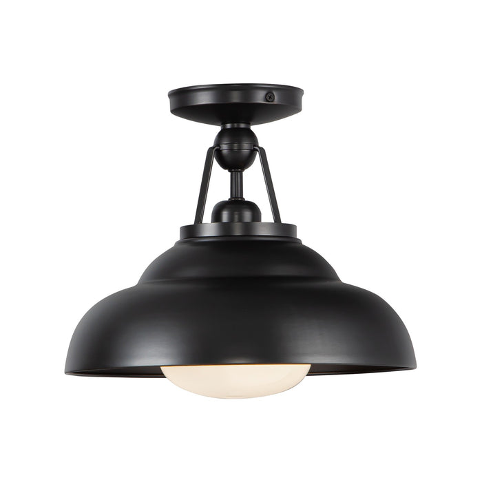 Alora One Light Semi-Flush Mount from the Palmetto collection in Urban Bronze/Glossy Opal Glass finish