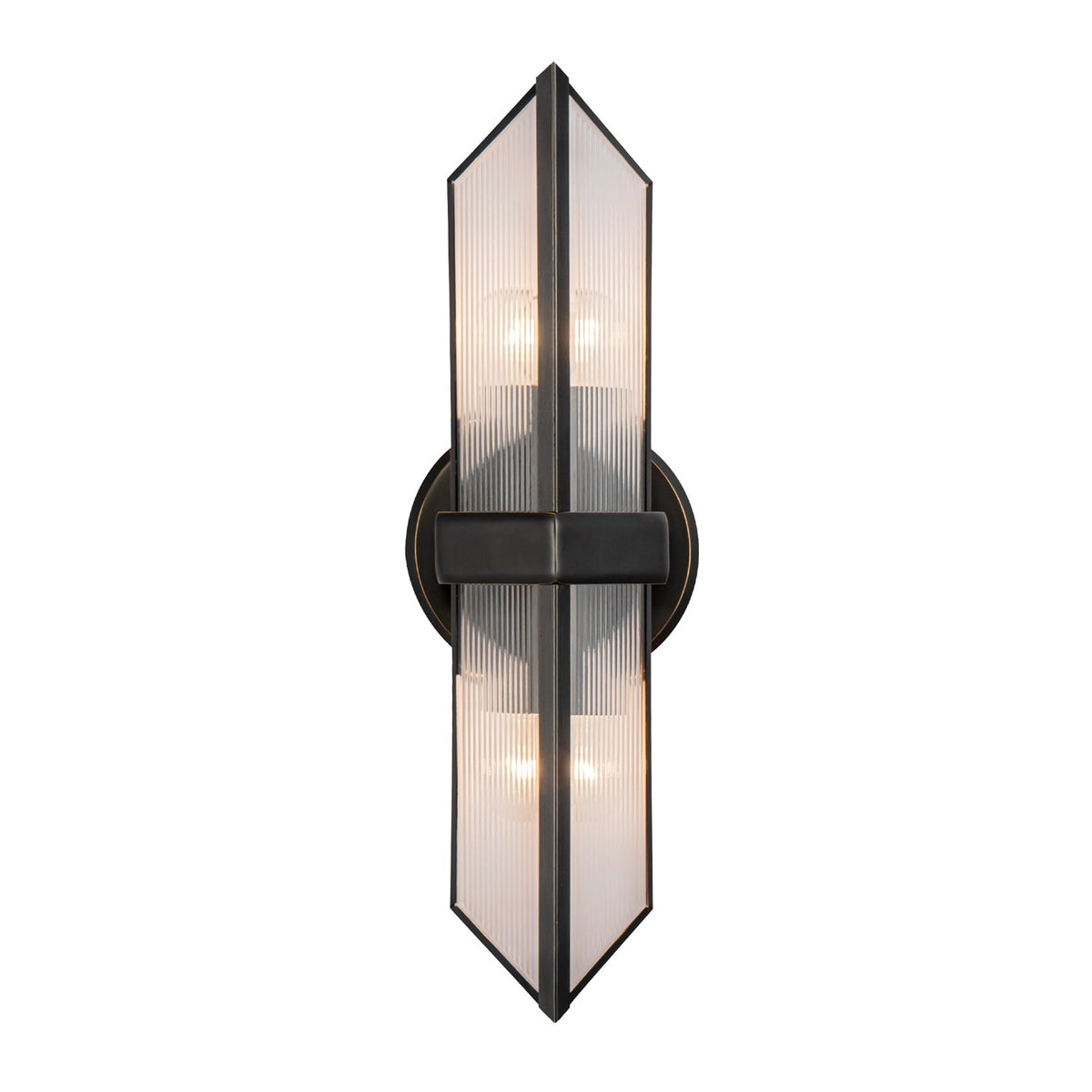 Alora - WV332815UBCR - Two Light Vanity - Cairo - Urban Bronze/Ribbed Glass