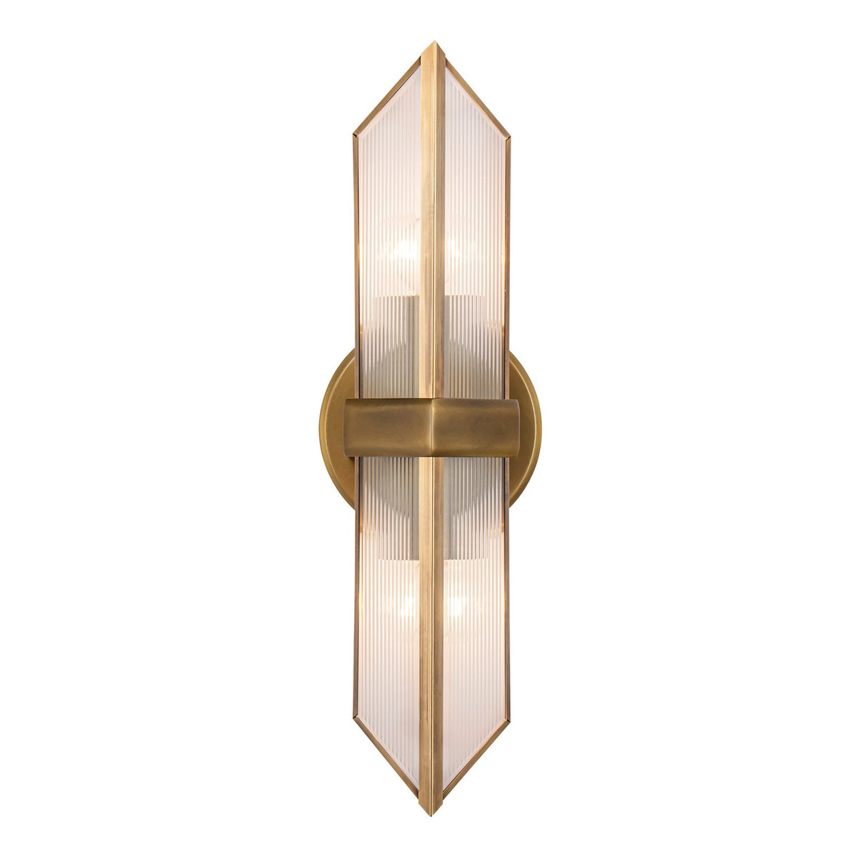 Alora - WV332815VBCR - Two Light Vanity - Cairo - Vintage Brass/Ribbed Glass