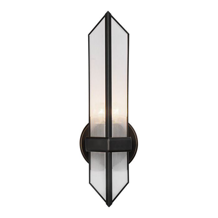 Alora One Light Wall Sconce from the Cairo collection in Urban Bronze/Clear Ribbed Glass finish