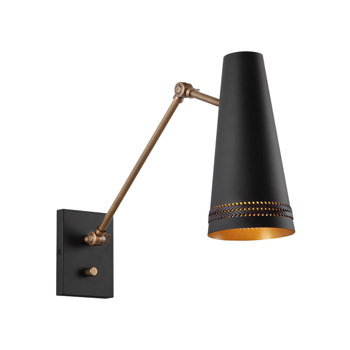 Alora One Light Wall Sconce from the Brickell collection in Matte Black/Hazelnut Leather finish