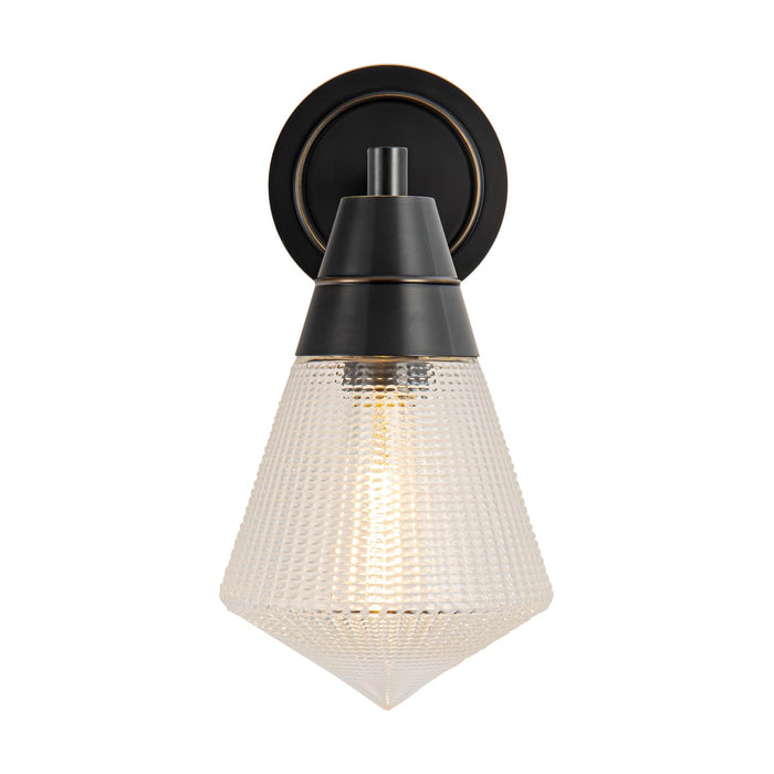 Alora One Light Wall Sconce from the Willard collection in Urban Bronze/Clear Prismatic Glass finish
